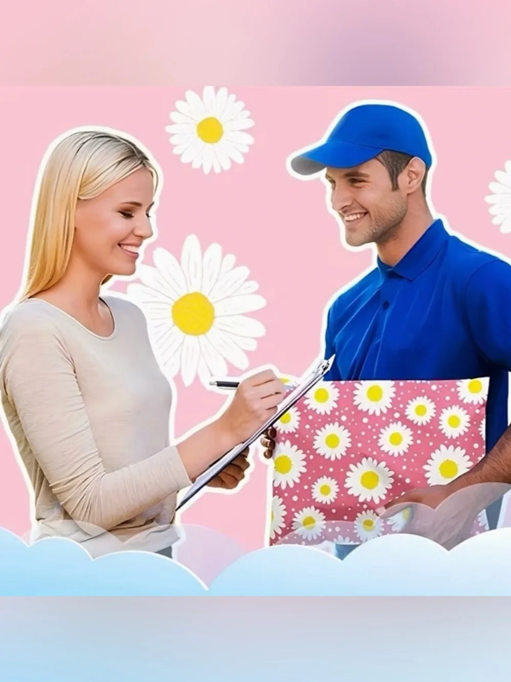 30 10” x 13” Pink Floral Poly Mailers